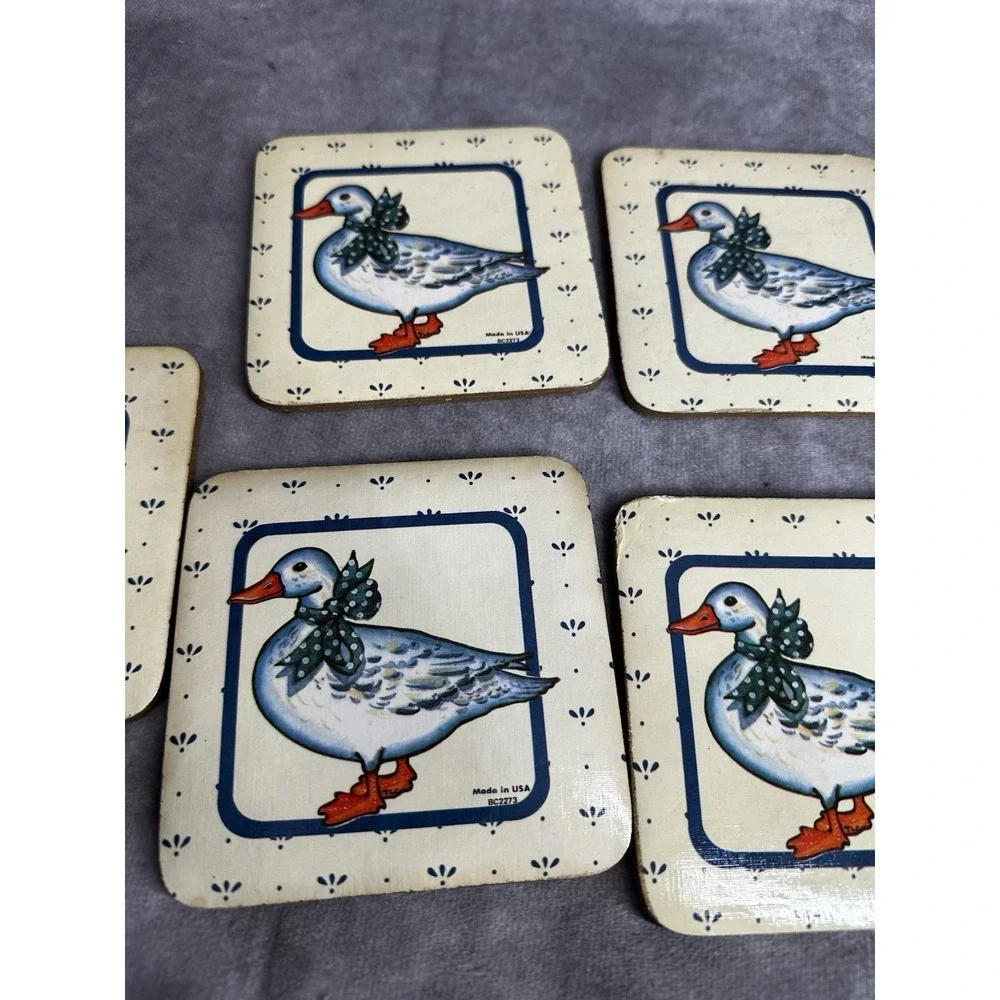 Cottagecore Coasters 5 Goose Cork Back‎ Made USA Country